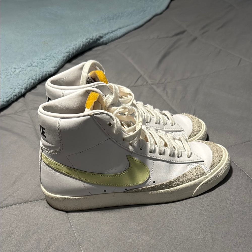 Nike High-Top Sneakers with Yellow Swoosh